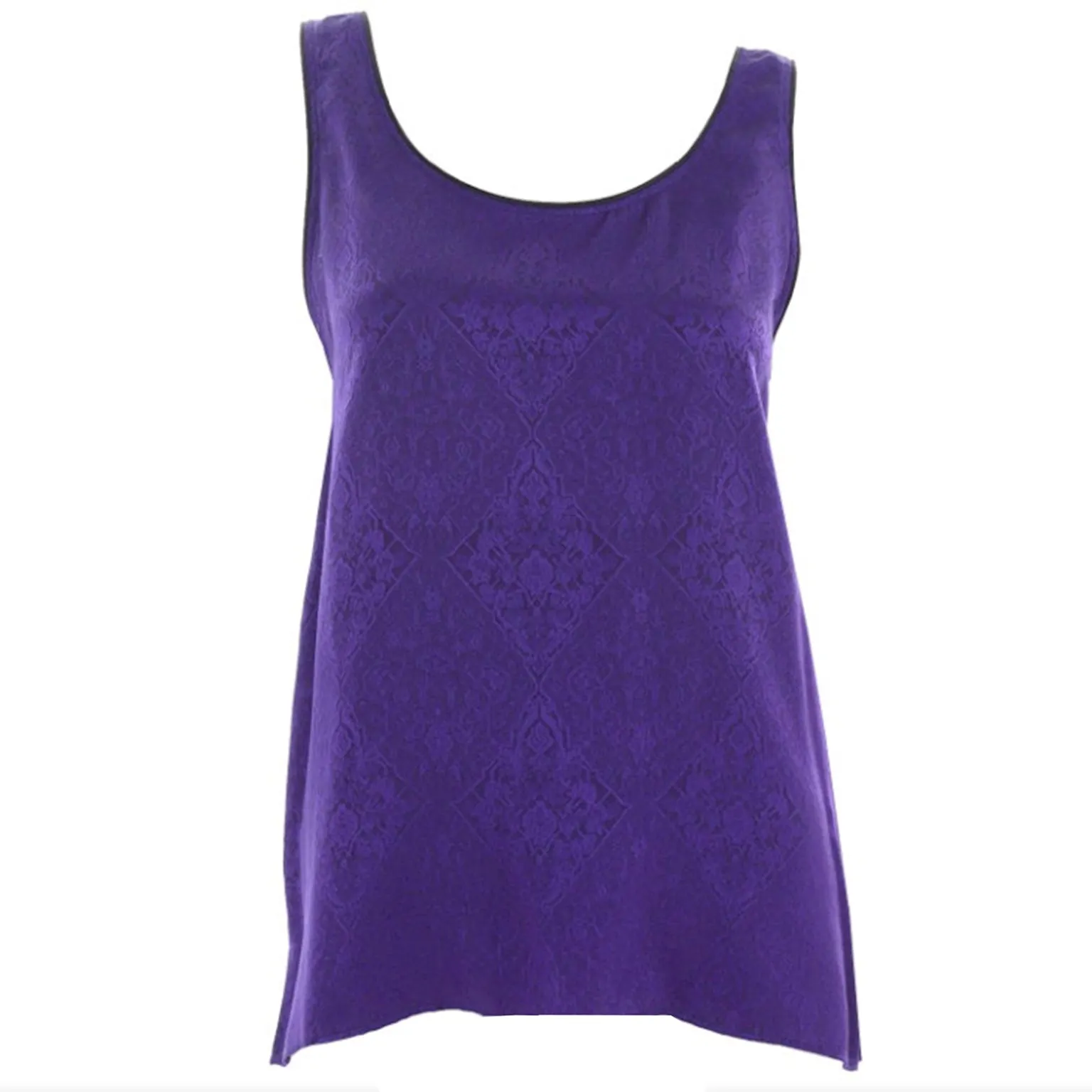 1990s Yves Saint Laurent Purple Jacquard Silk Sleeveless Top