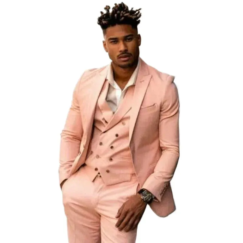 Aidase Formal Solid Color Men's Suits Elegant Prom Party Male Clothing Single Breasted Peak Lapel Slim Fit 3 Piece Jacket Pants Vest