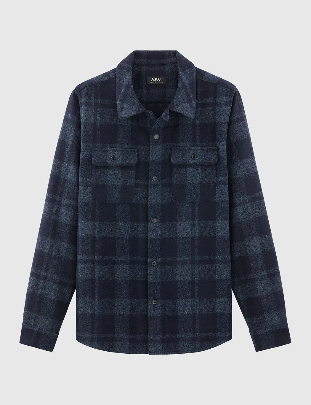 A.P.C. 50S Check Overshirt - Marine Blue tshirt