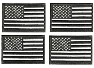 ASA Techmed 4 Pack Black and White US USA Flag Embroidered Patch Military Iron On Sew On Tactical Morale Patch for Hats Backpacks Caps Jackets   More