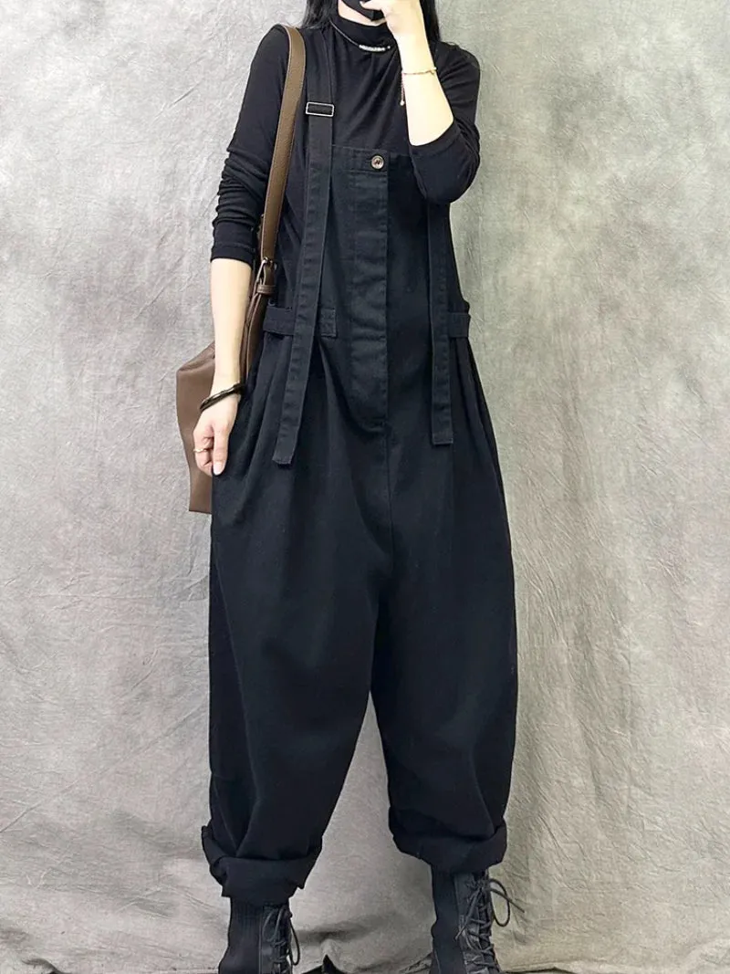 Asymmetrical Denim Overalls Dungarees