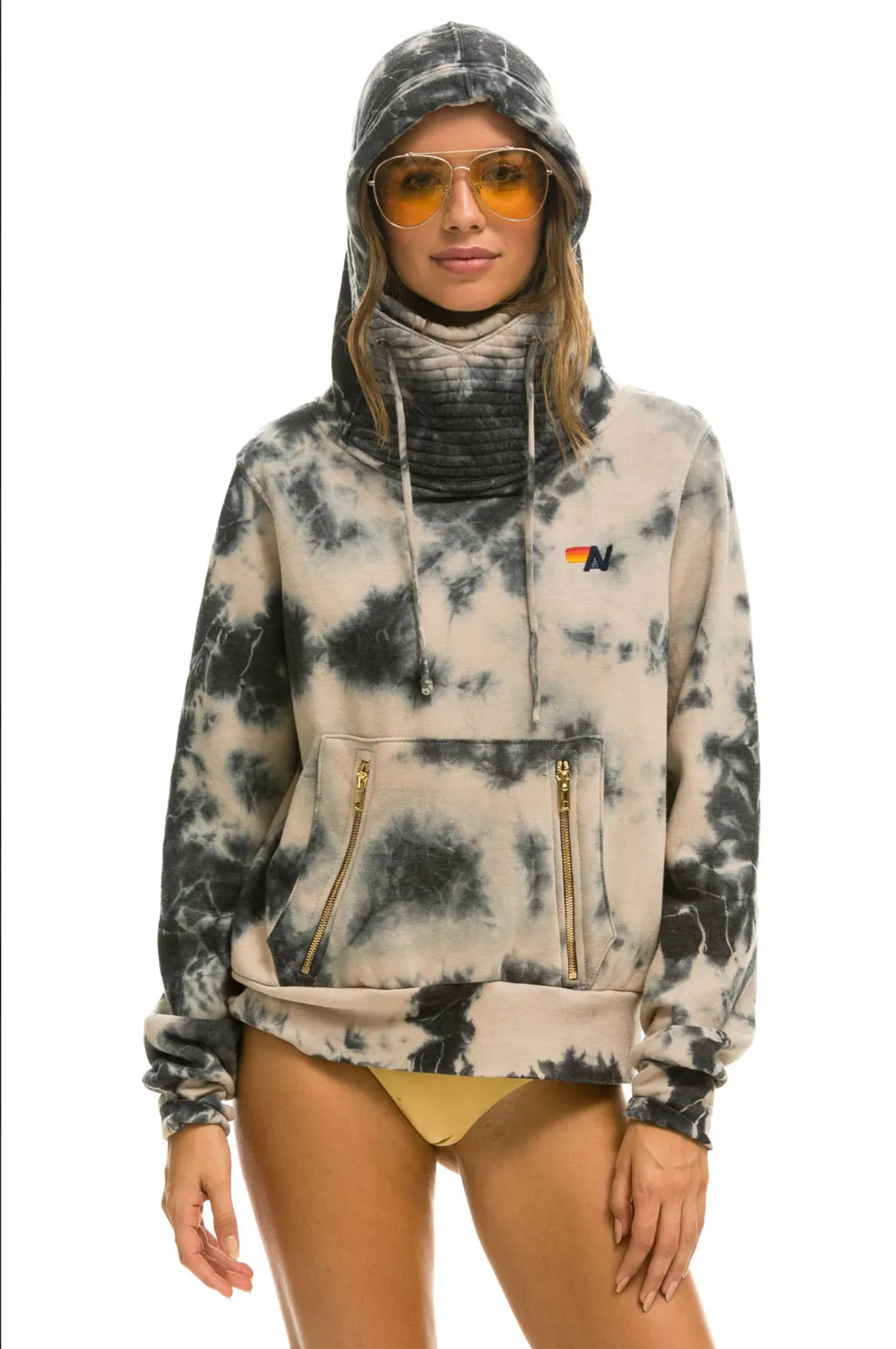 AVIATOR NATION HAND DYED NINJA PULLOVER UNISEX HOODIE - TIE DYE DUSTY hi