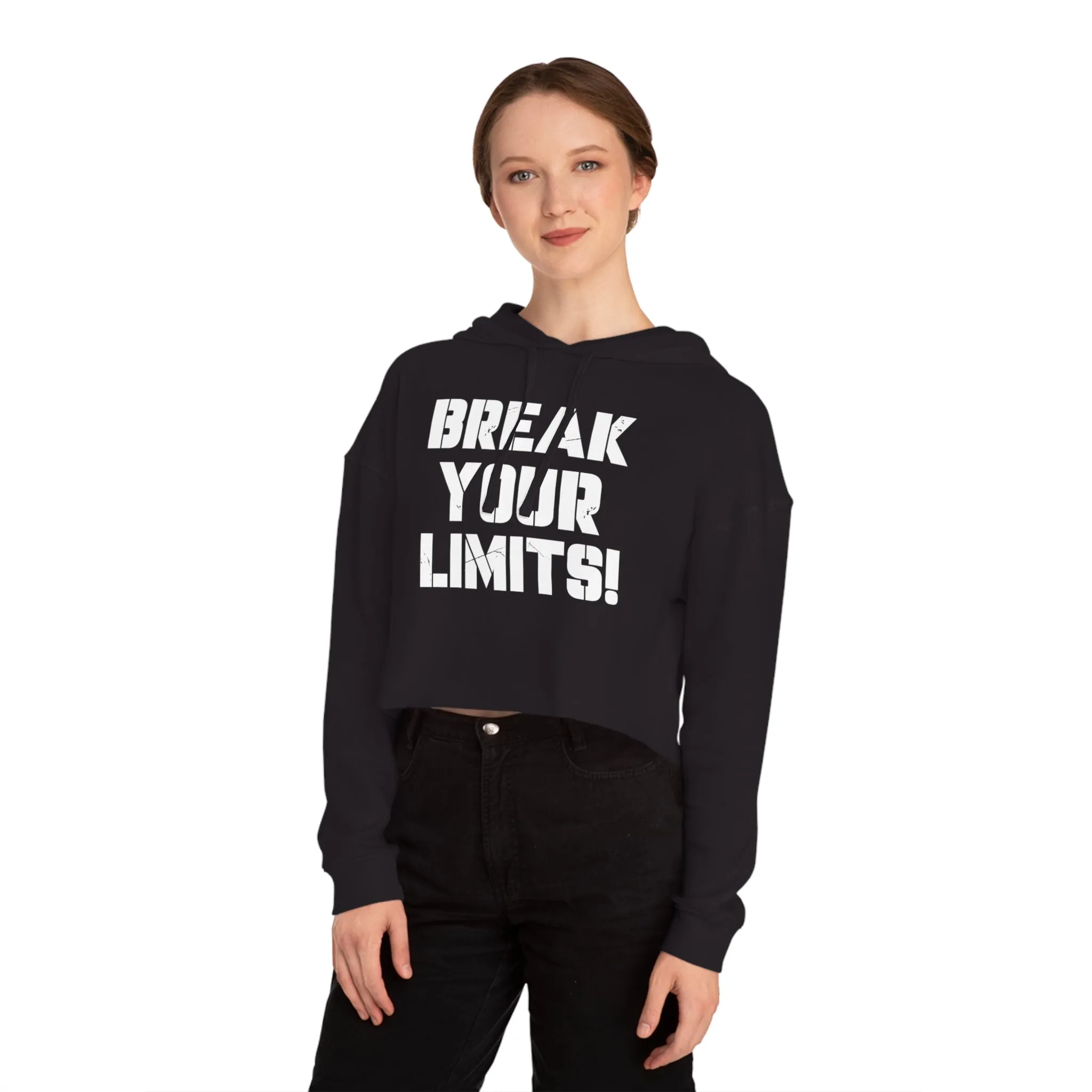 Break Your Limits Fitness Goals Weightlifting Bodybuilder Women Cropped Hoodie