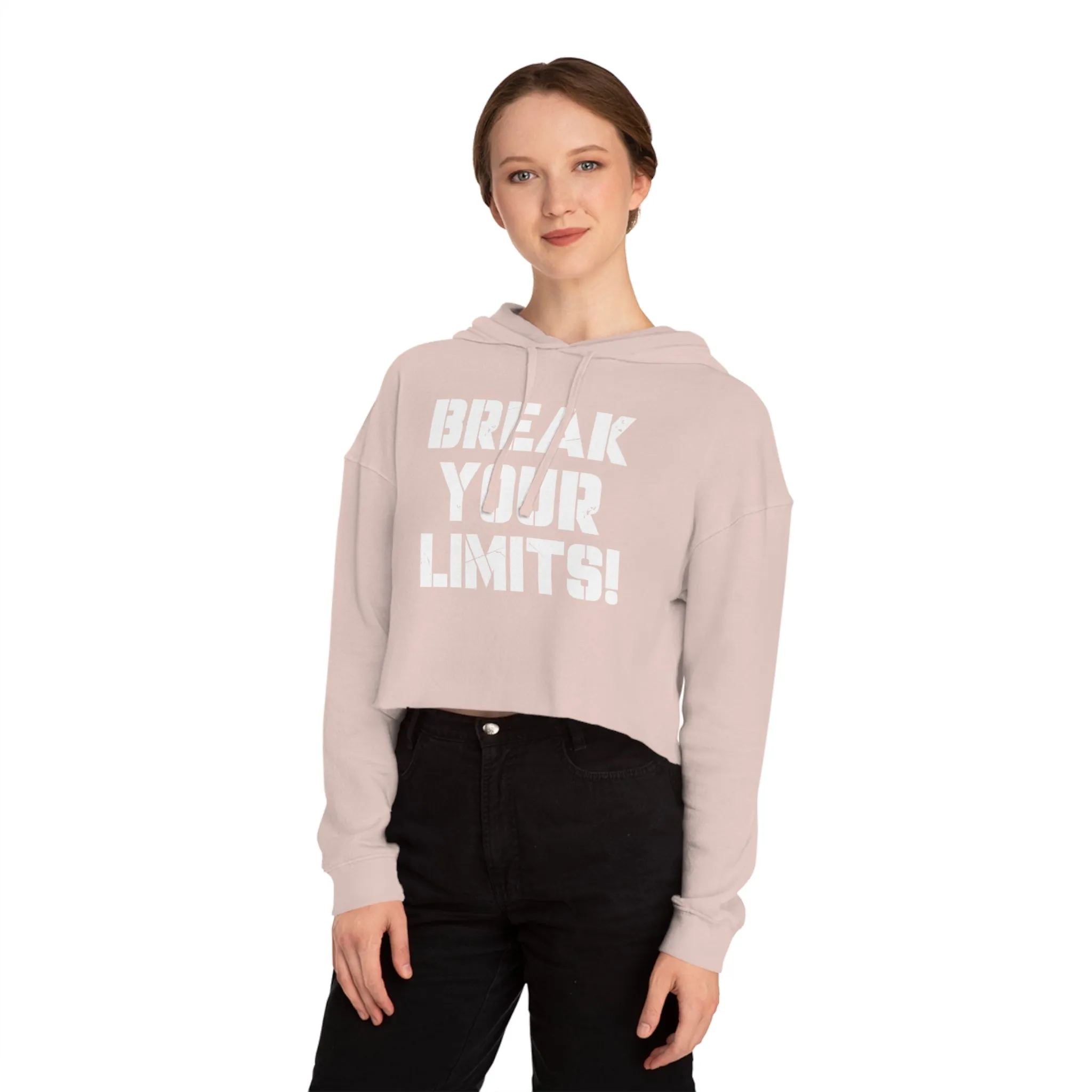 Break Your Limits Fitness Goals Weightlifting Bodybuilder Women Cropped Hoodie