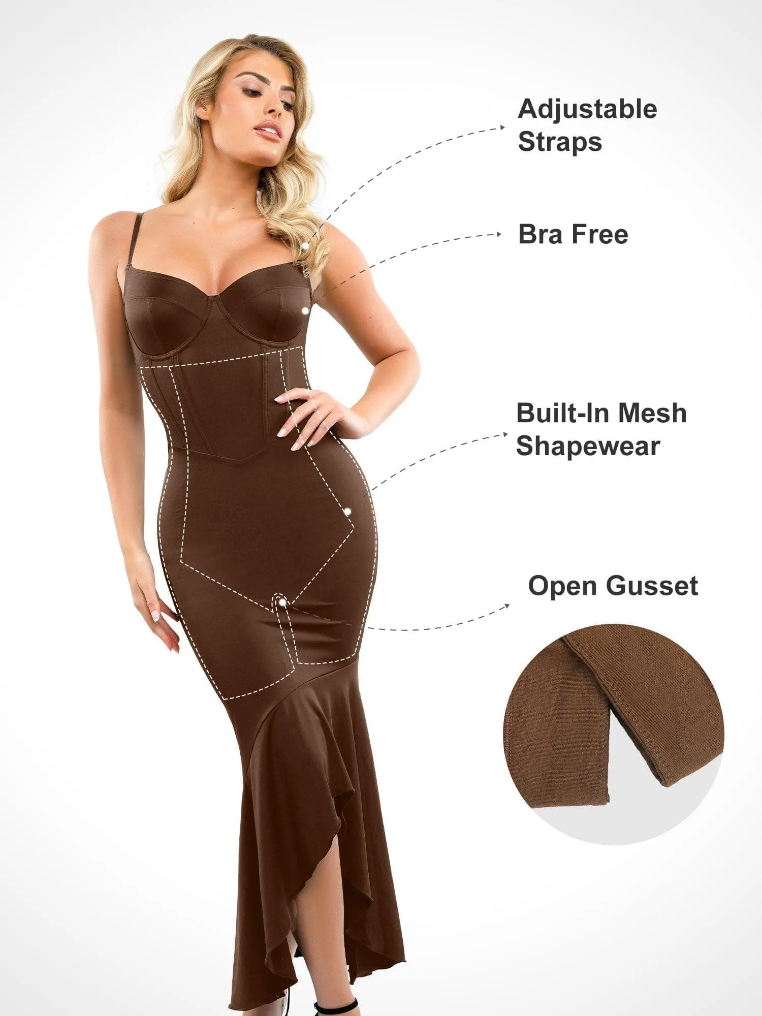 Built-in Shapewear Corset Style Maxi Dress