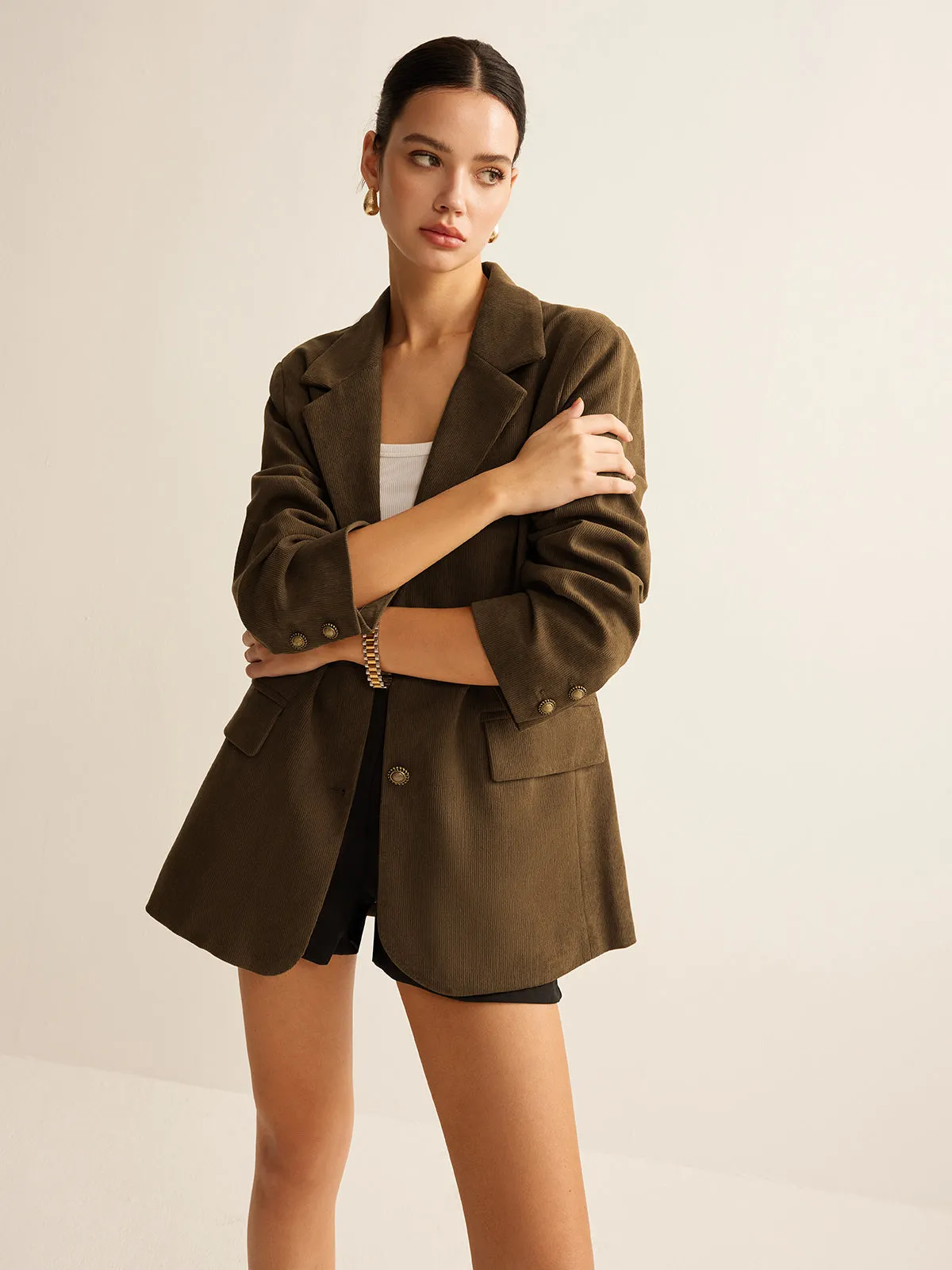 Chicmy-Winter Outfits Christmas Thanksgiving Gift New Year's Eve Outfits Streetwear Fashion Corduroy Lapel Blazer
