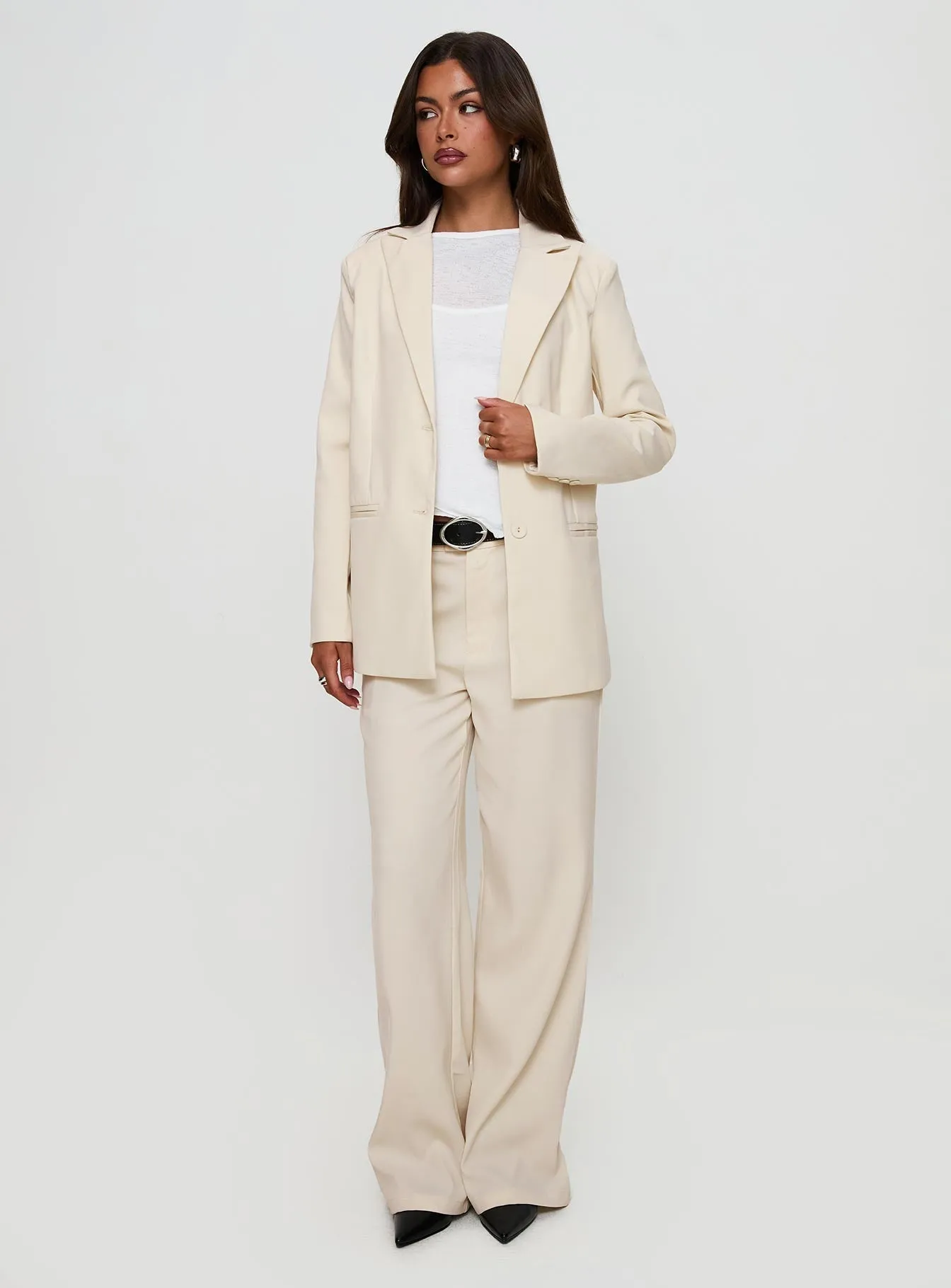 Crowd Pleaser Oversized Blazer Cream