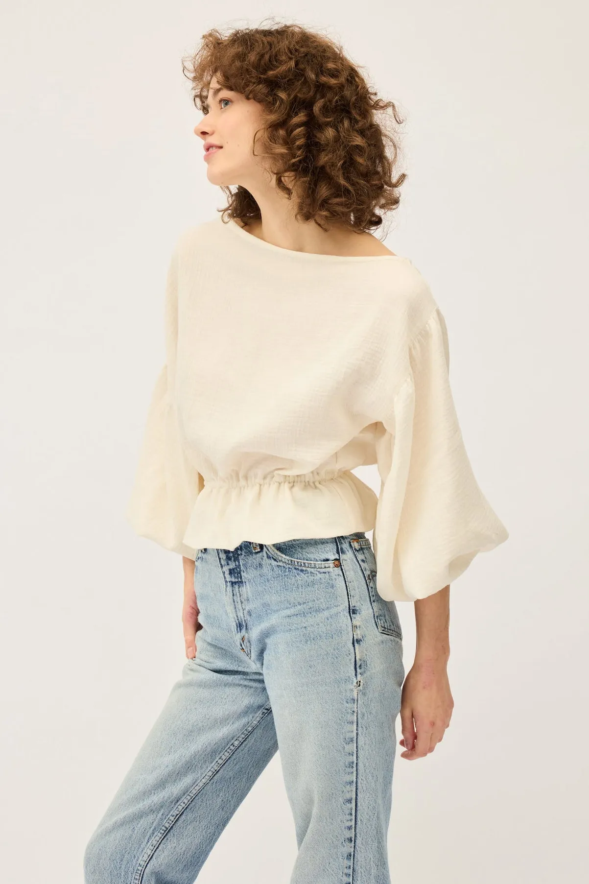 Dominique Healy - Anna Frill Blouse, Cream Muslin