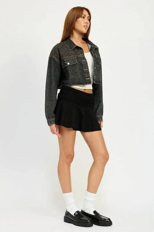 Emory Park Embroidered Denim Crop Jacket