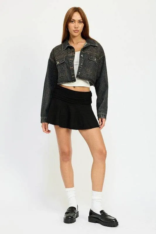 Emory Park Embroidered Denim Crop Jacket