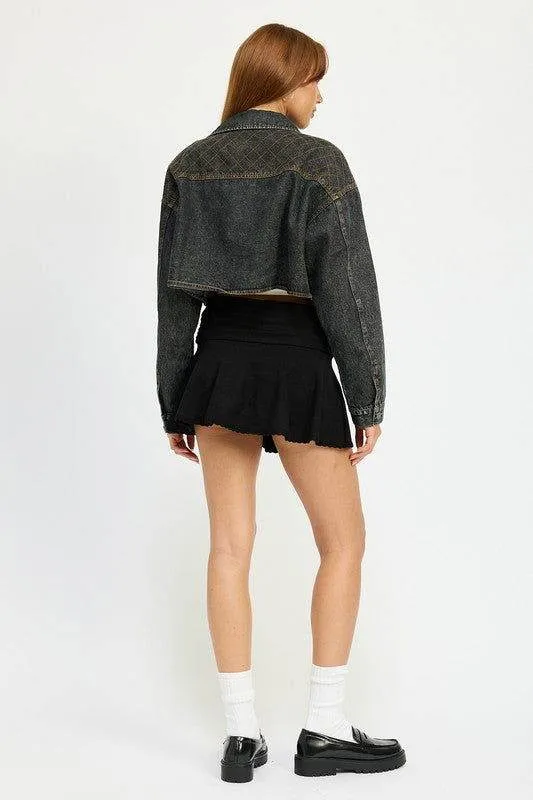 Emory Park Embroidered Denim Crop Jacket