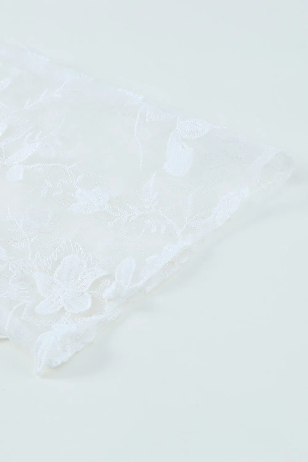Floral Mesh Lace Crochet Open Front Kimono