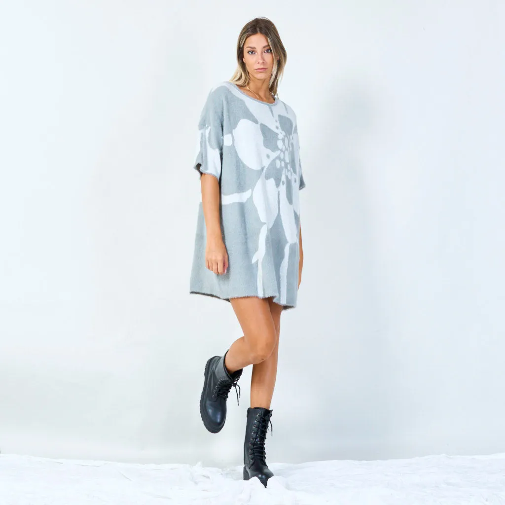 Floral print oversized tunic sweater wholesale