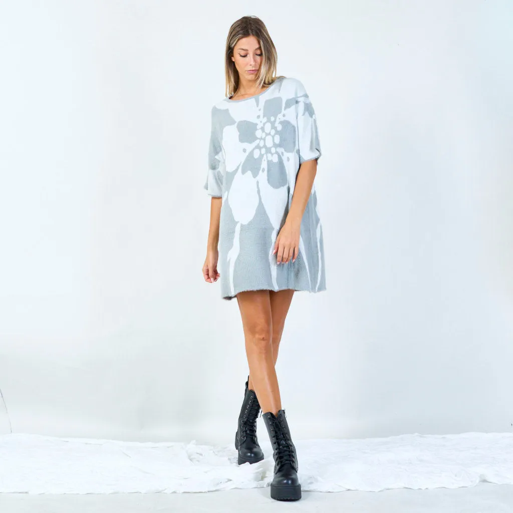 Floral print oversized tunic sweater wholesale