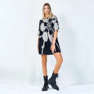Floral print oversized tunic sweater wholesale
