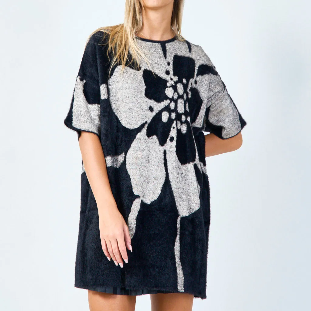 Floral print oversized tunic sweater wholesale