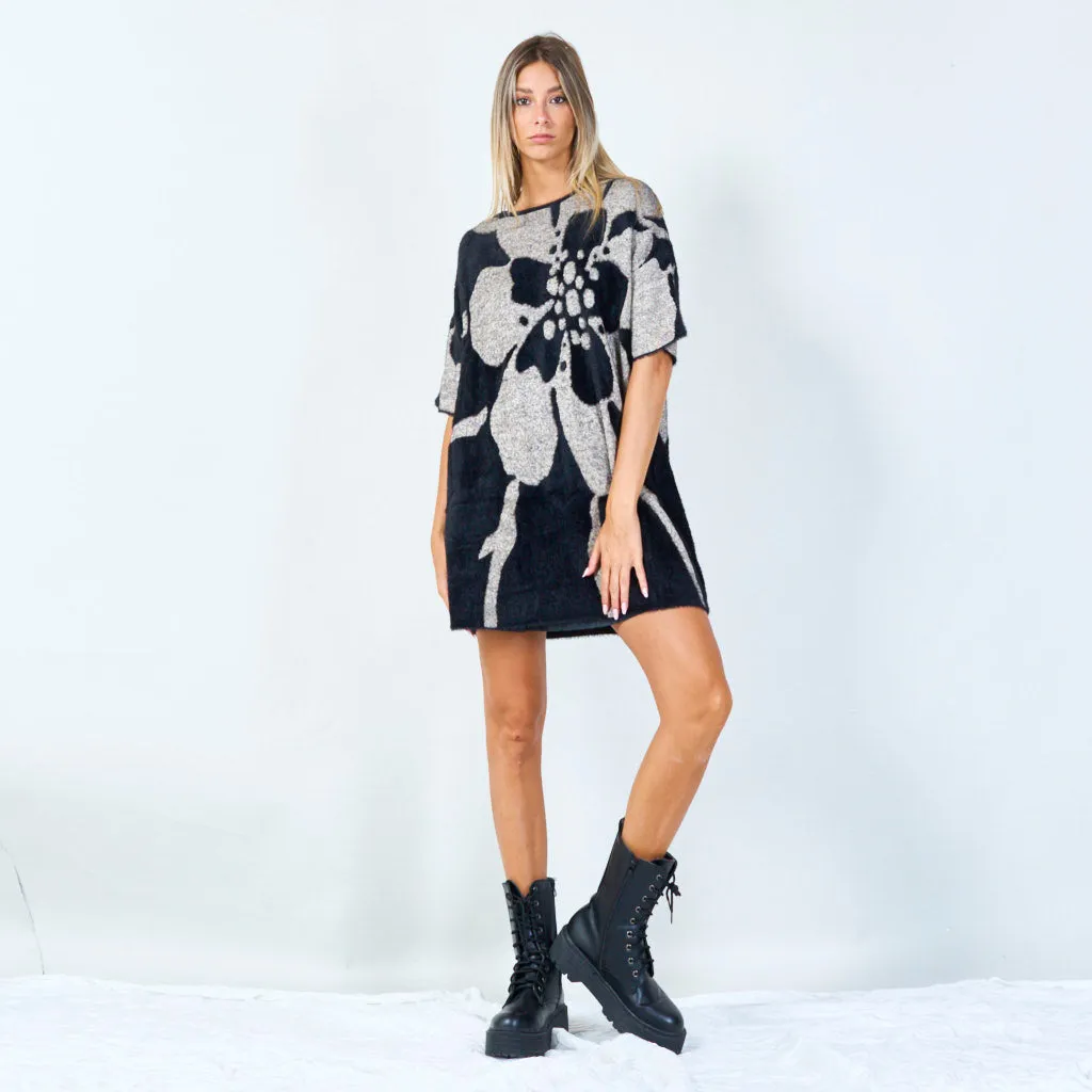Floral print oversized tunic sweater wholesale