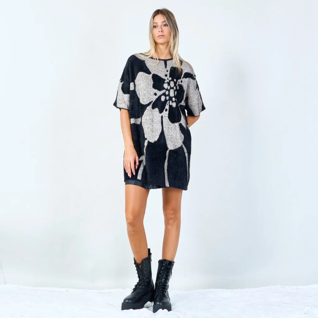 Floral print oversized tunic sweater wholesale