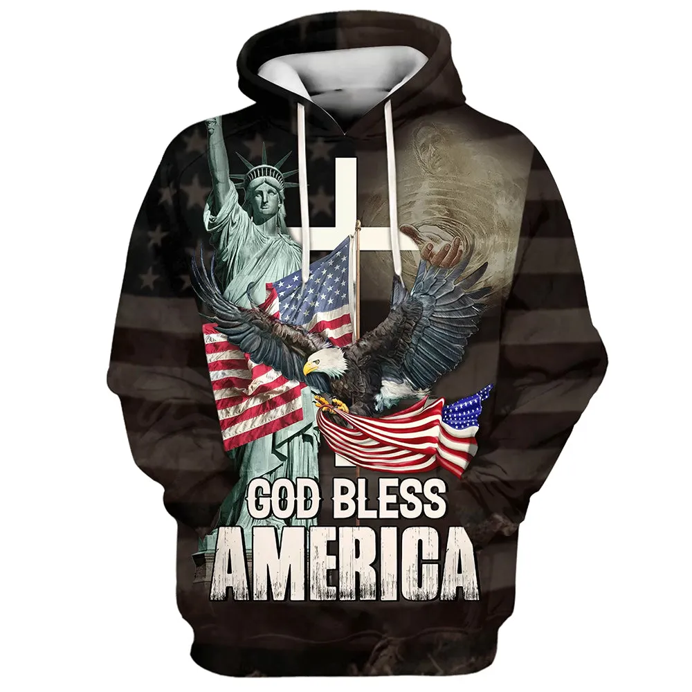 God Bless America Hoodie Eagle American Flag 3d Hoodies Men & Women Christian Hoodie 3D Printed Hoodie