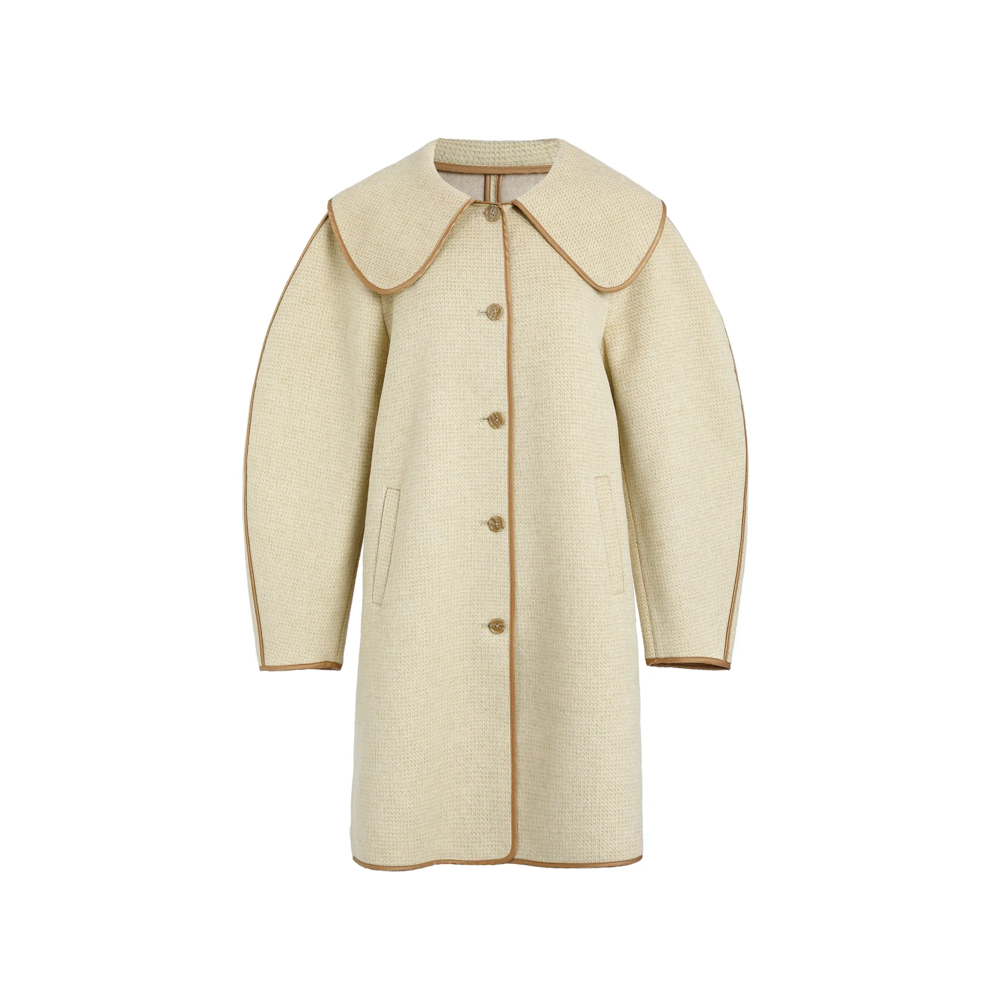 Green Plaid Doll-Collar Coats