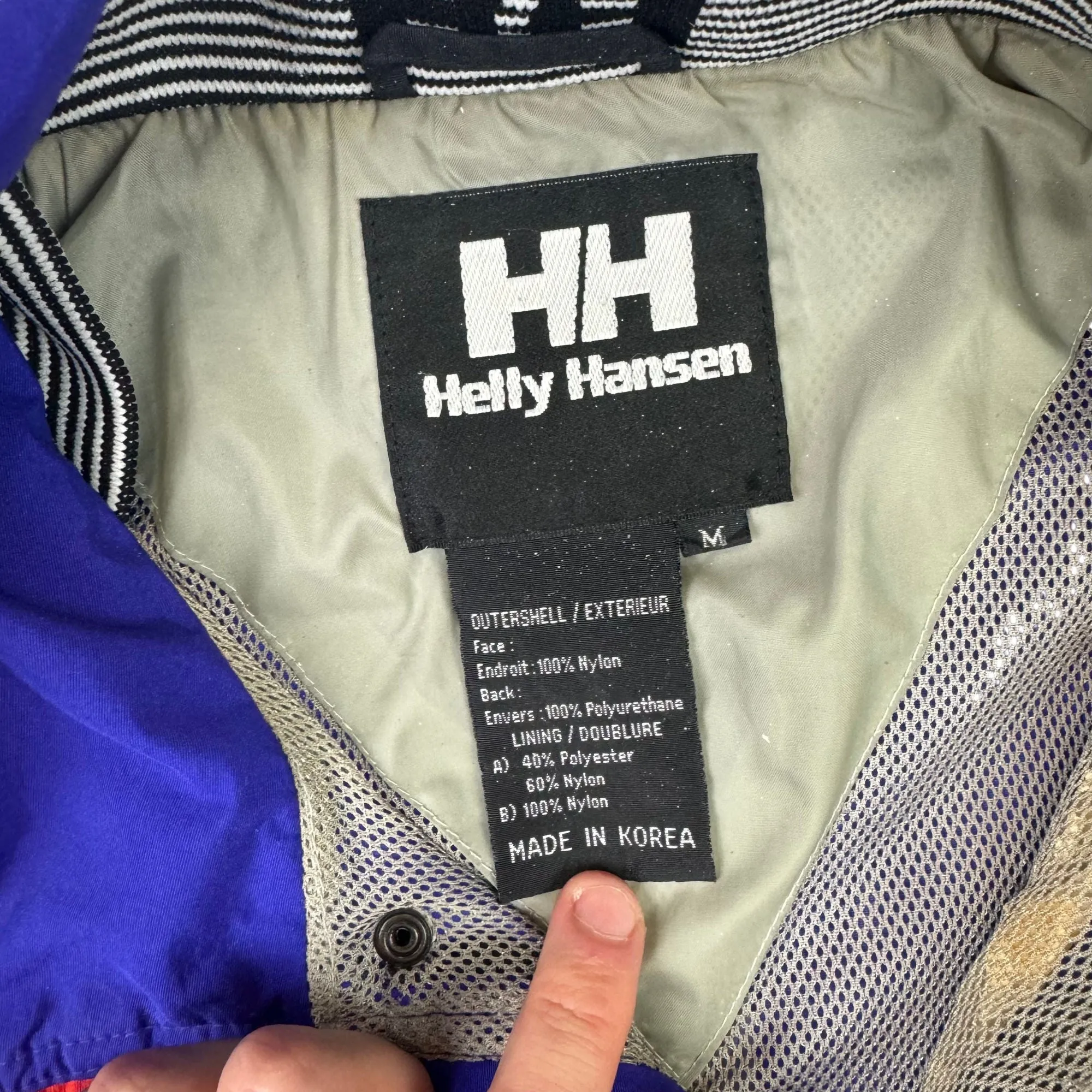 Helly Hansen 90's Equipe Outershell Ski Hooded Jacket Black Blue