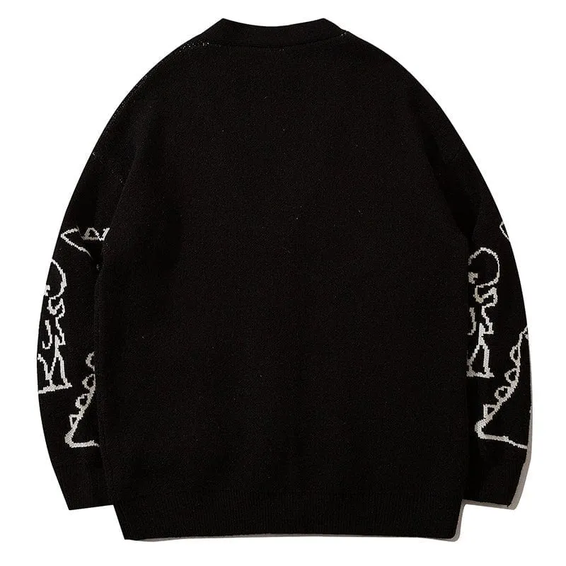 Jacquard Cardigan Sweater Full Dinosaur