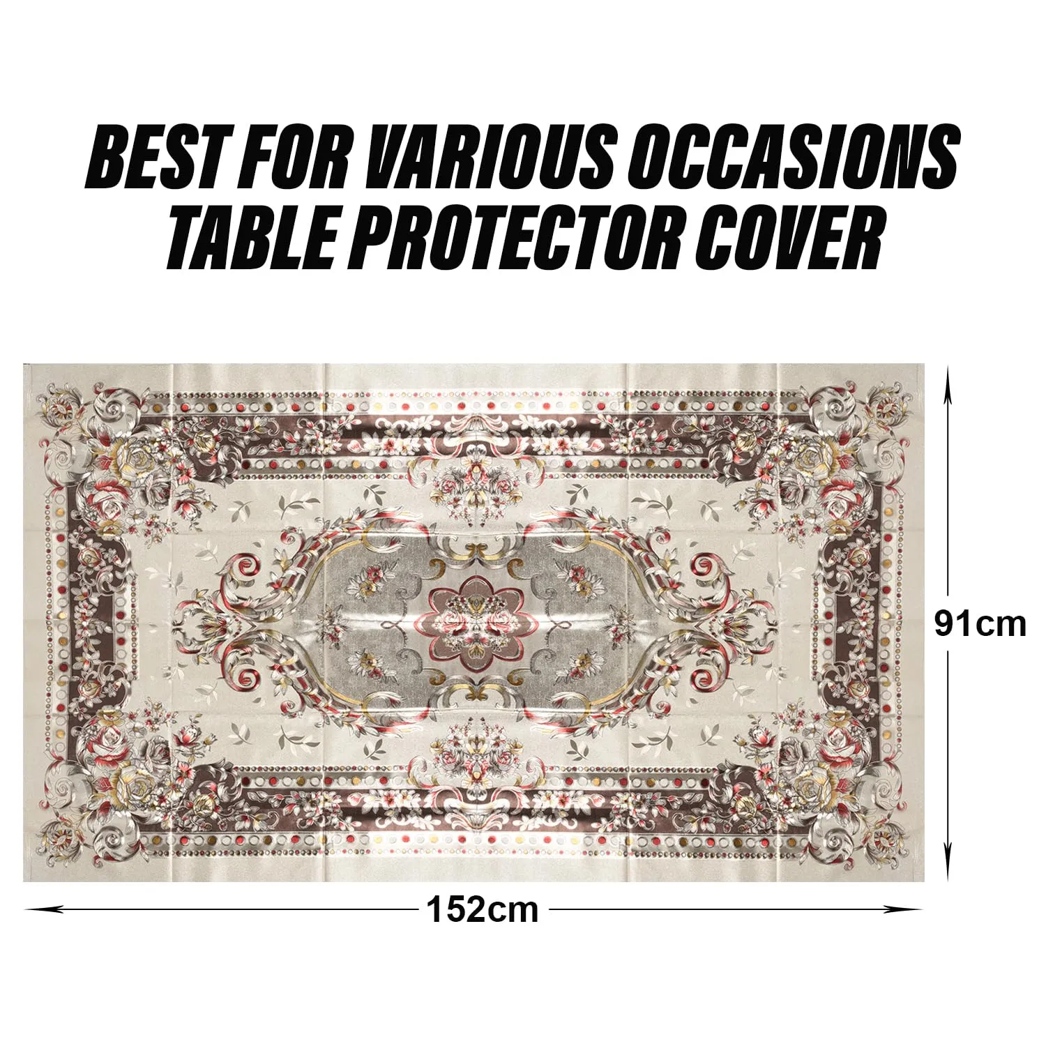 Kuber Industries Center Table Cover | PVC Shining Flower Design Table Cover | Luxurious Table Protector Cover for Home | 40x60 Inch | Gold