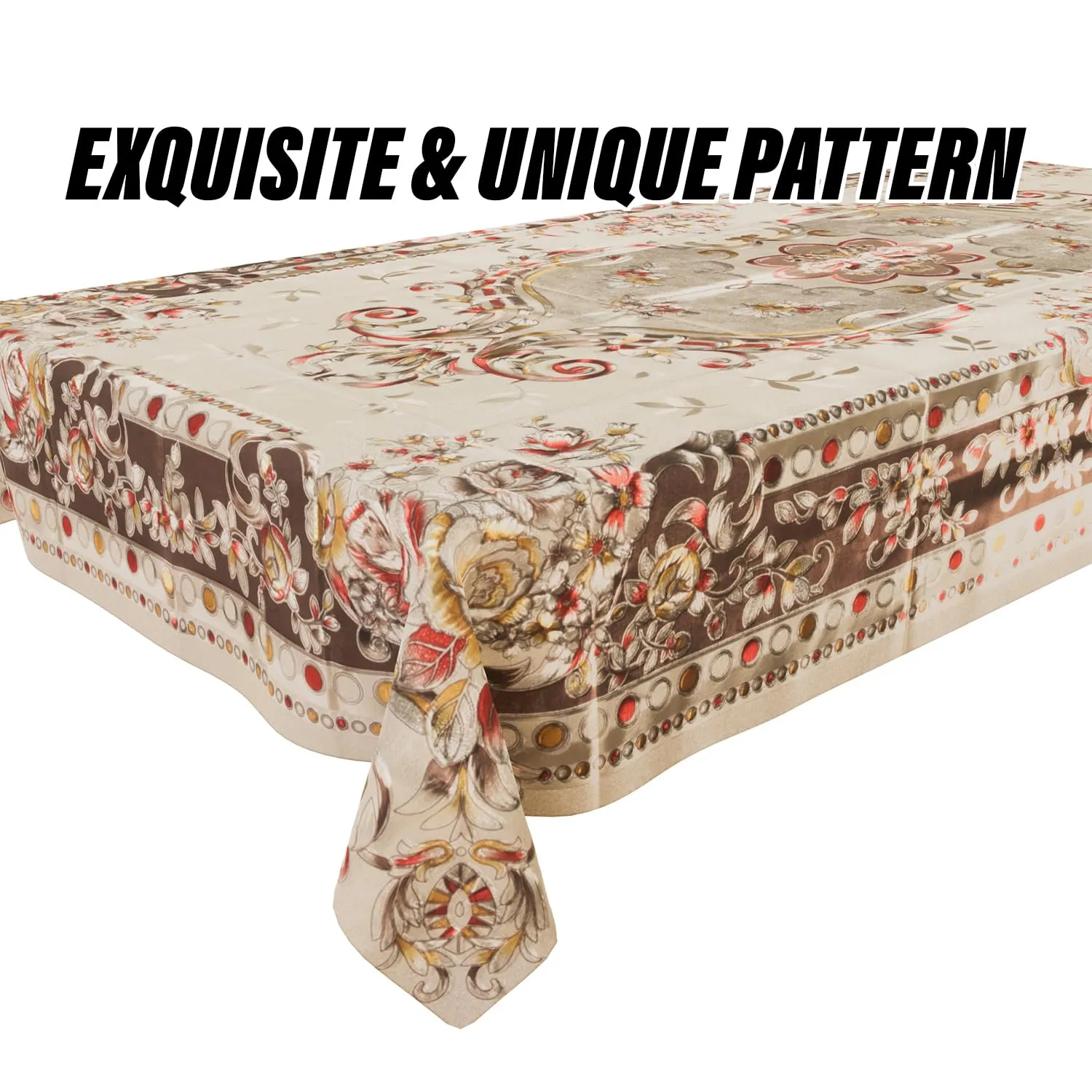 Kuber Industries Center Table Cover | PVC Shining Flower Design Table Cover | Luxurious Table Protector Cover for Home | 40x60 Inch | Gold