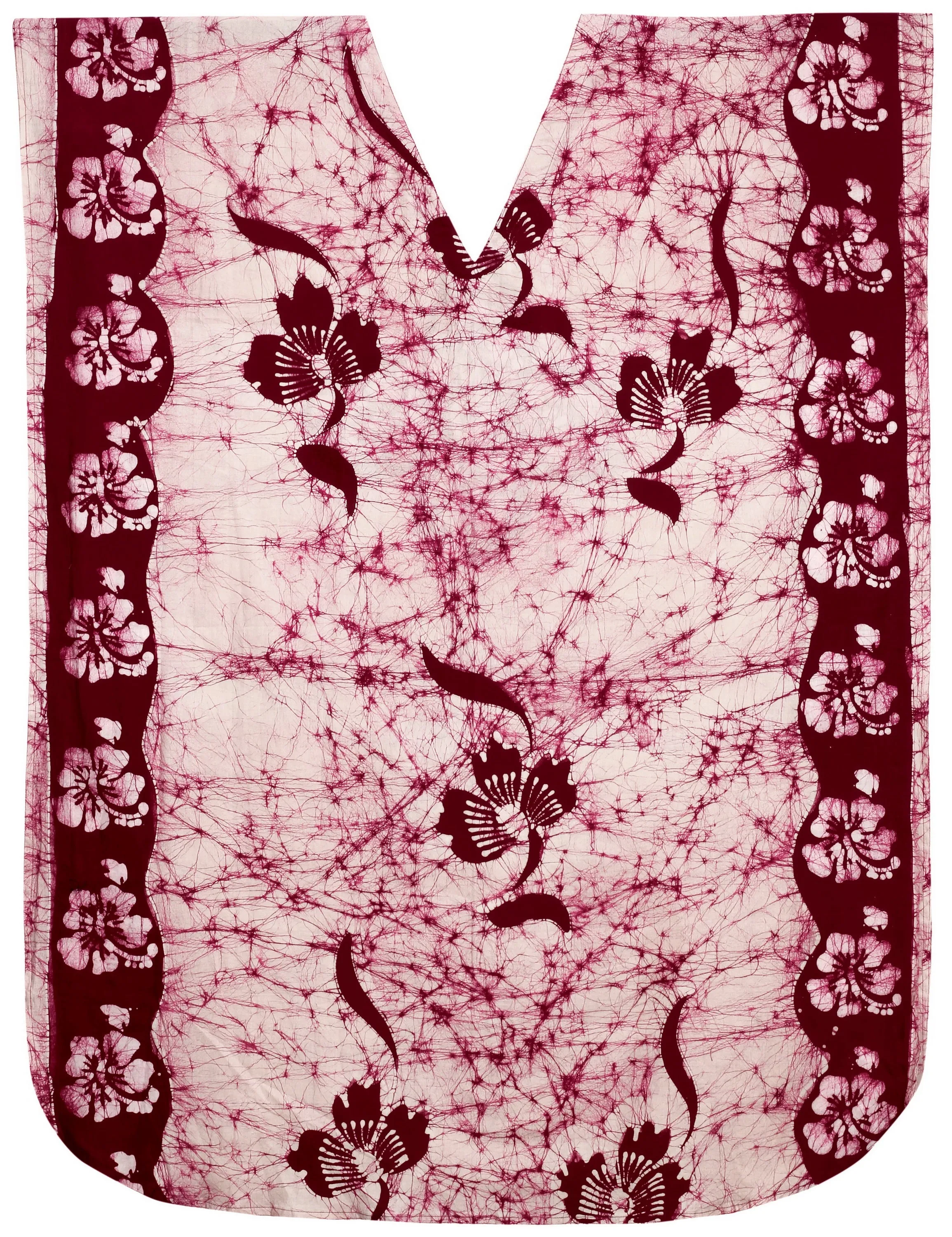 LA LEELA Cotton Batik Printed Women's Kaftan Kimono Summer Beachwear Cover up Dress  Maroon_X896