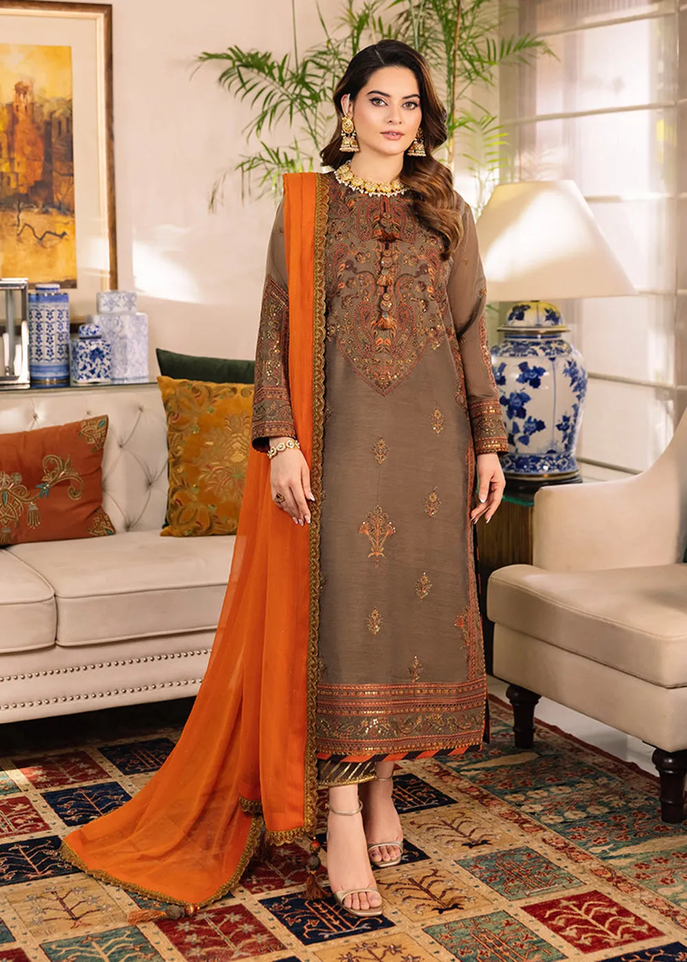 Moss Green Suit - Maahru, Noorie & Meerub '23 by Asim Jofa - AJSM-33
