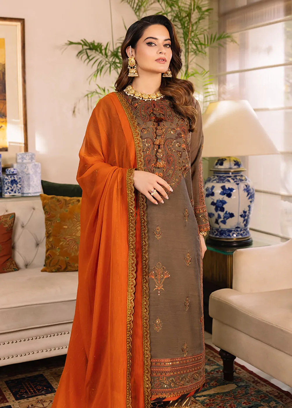 Moss Green Suit - Maahru, Noorie & Meerub '23 by Asim Jofa - AJSM-33