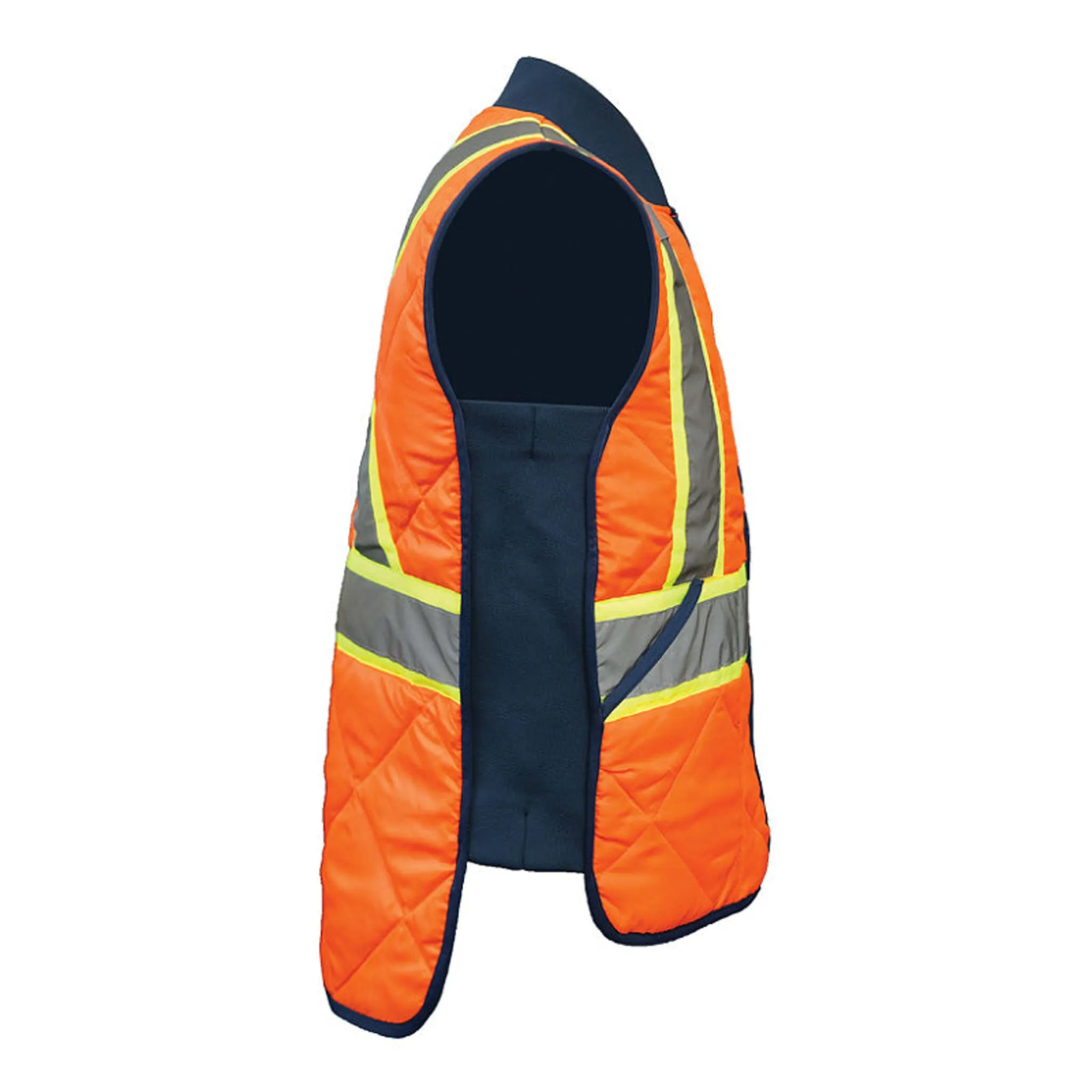 Nats Men’s High Visibility Winter Quilted Safety Vest, Reflective Stripes, 100% Polyester, 150g/m² Filling, Front Zipper, CSA Z96-09 Compliant | Sizes S-3XL