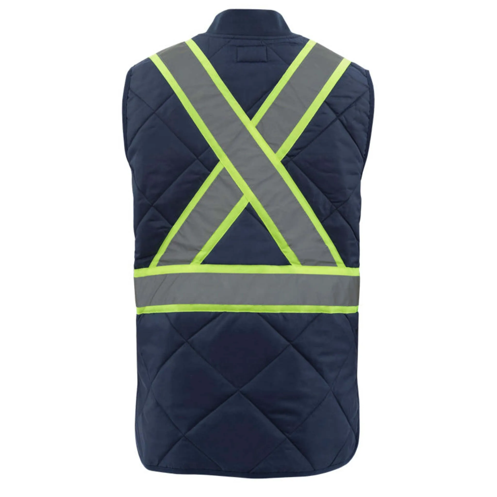 Nats Men’s High Visibility Winter Quilted Safety Vest, Reflective Stripes, 100% Polyester, 150g/m² Filling, Front Zipper, CSA Z96-09 Compliant | Sizes S-3XL