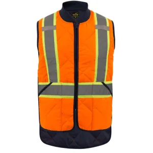 Nats Men’s High Visibility Winter Quilted Safety Vest, Reflective Stripes, 100% Polyester, 150g/m² Filling, Front Zipper, CSA Z96-09 Compliant | Sizes S-3XL