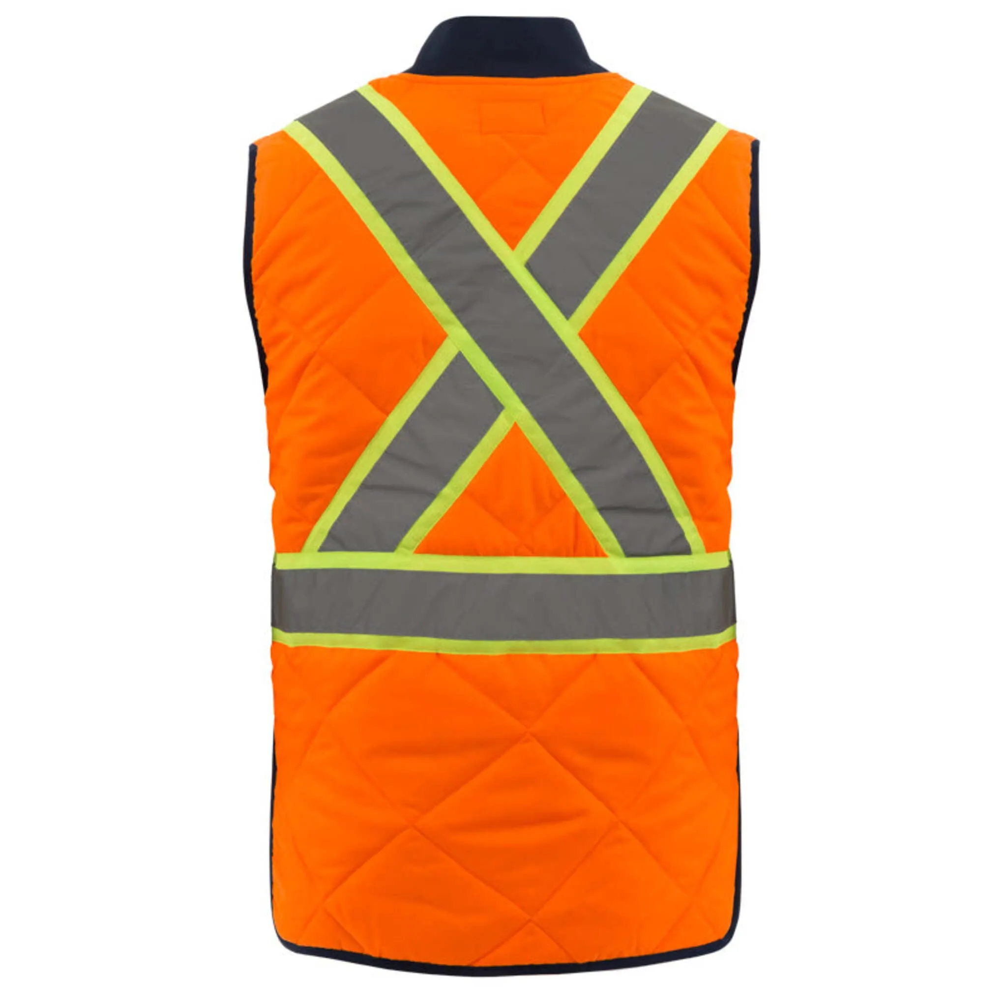 Nats Men’s High Visibility Winter Quilted Safety Vest, Reflective Stripes, 100% Polyester, 150g/m² Filling, Front Zipper, CSA Z96-09 Compliant | Sizes S-3XL