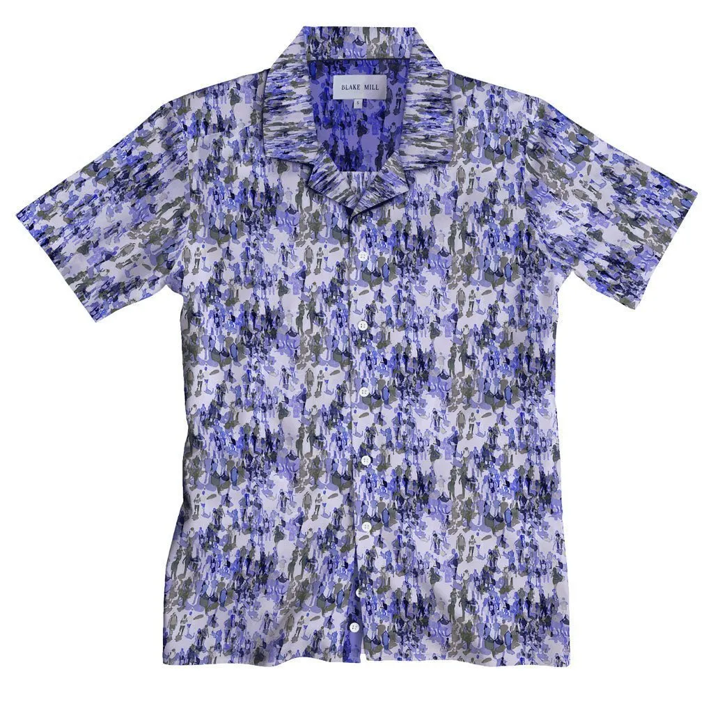 People Watching Open Collar Short Sleeve Shirt