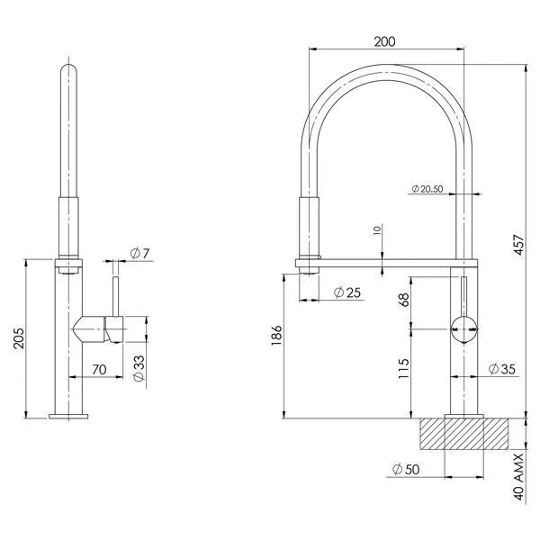 Phoenix Blix Flexible Hose Sink Mixer (Round) - Matte Black