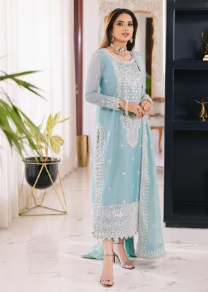 Powder Blue Suit - Maahru, Noorie & Meerub '23 by Asim Jofa - AJSM-29