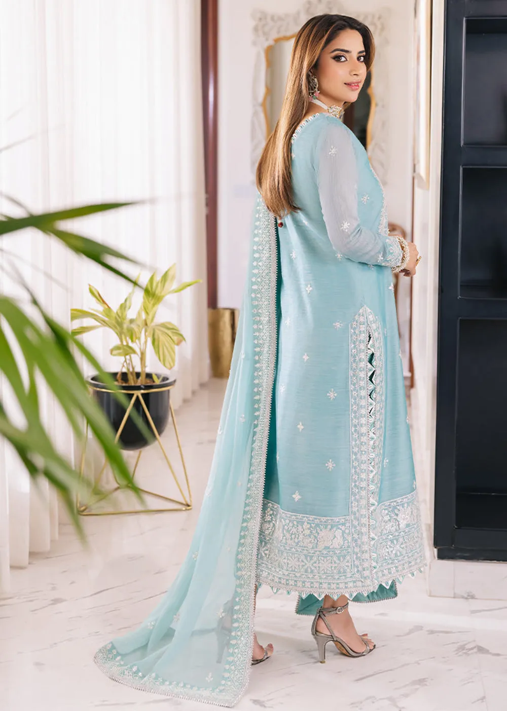 Powder Blue Suit - Maahru, Noorie & Meerub '23 by Asim Jofa - AJSM-29