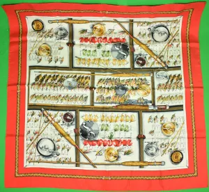 "Wathne Italian Silk Scarf w/ Fly-Fishing Motif" (SOLD)