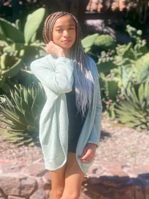 Sage Waffled Knit Cardigan
