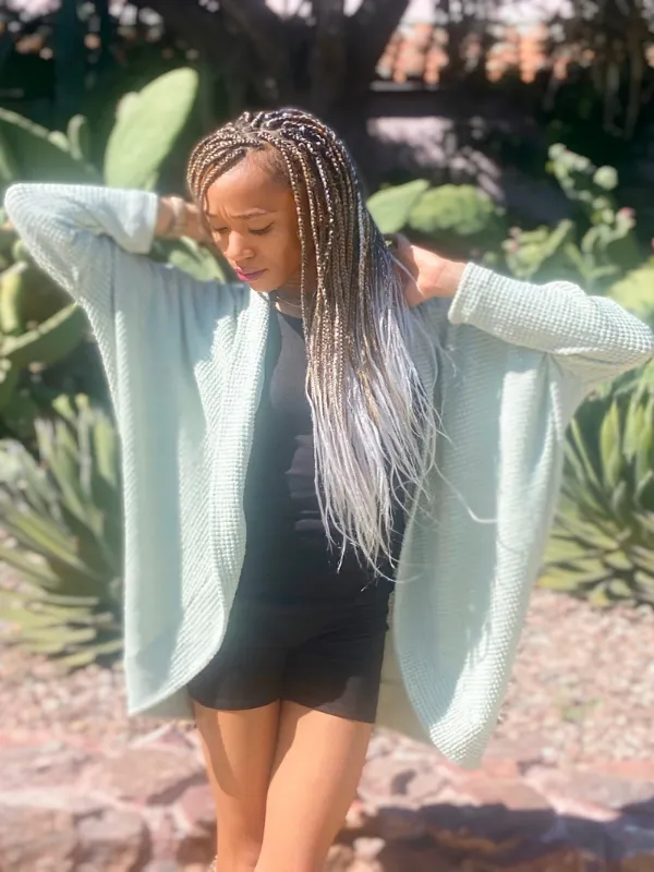 Sage Waffled Knit Cardigan