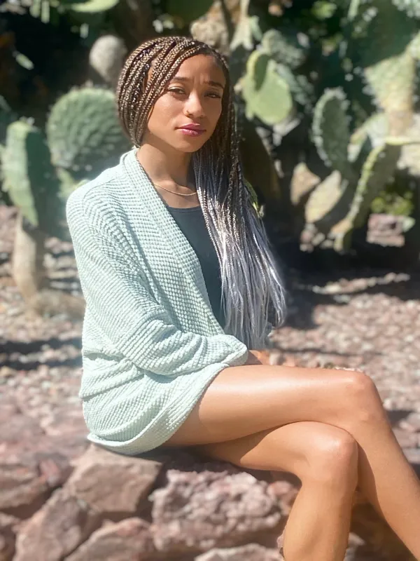Sage Waffled Knit Cardigan