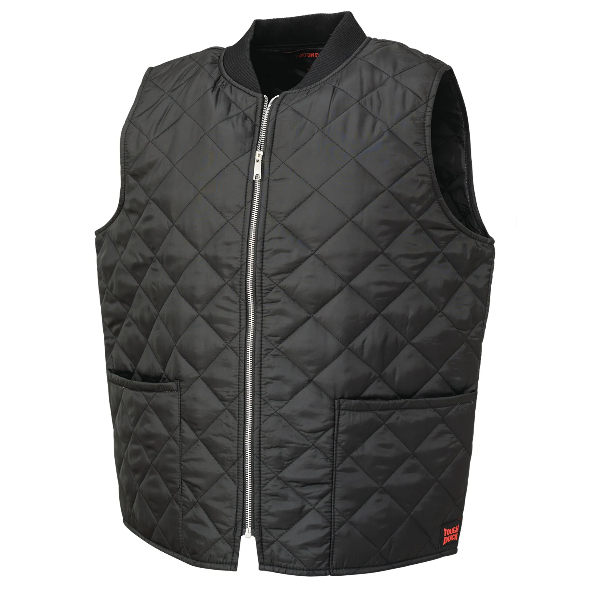 Tough Duck Men's Freezer Vest WV07 - Poly Insulated, Diamond Quilt, Rib Knit Collar, YKK Zip, Pockets, Durable, Warm, Ideal for Cold Storage, Workwear | Sizes S-5XL