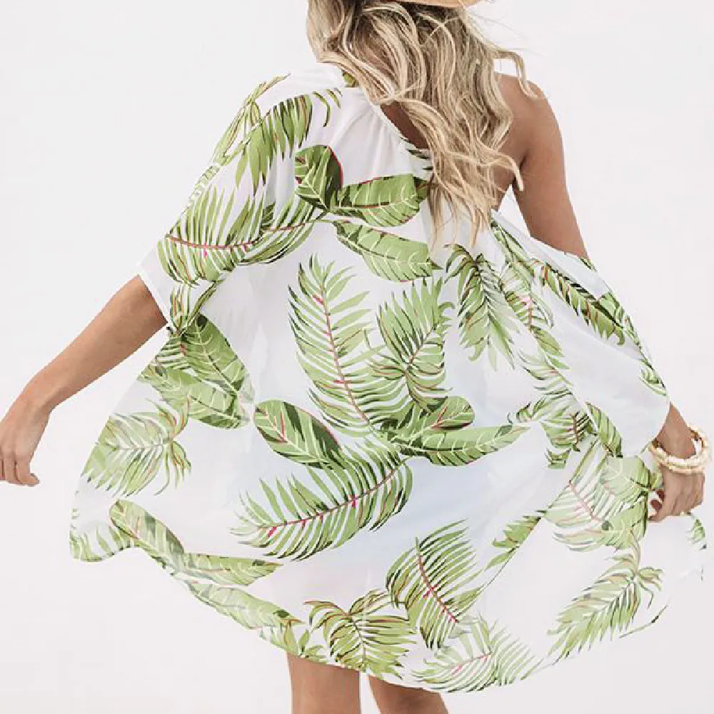 Tropical Print Shawl Women Cover Up Bikini Beachwear