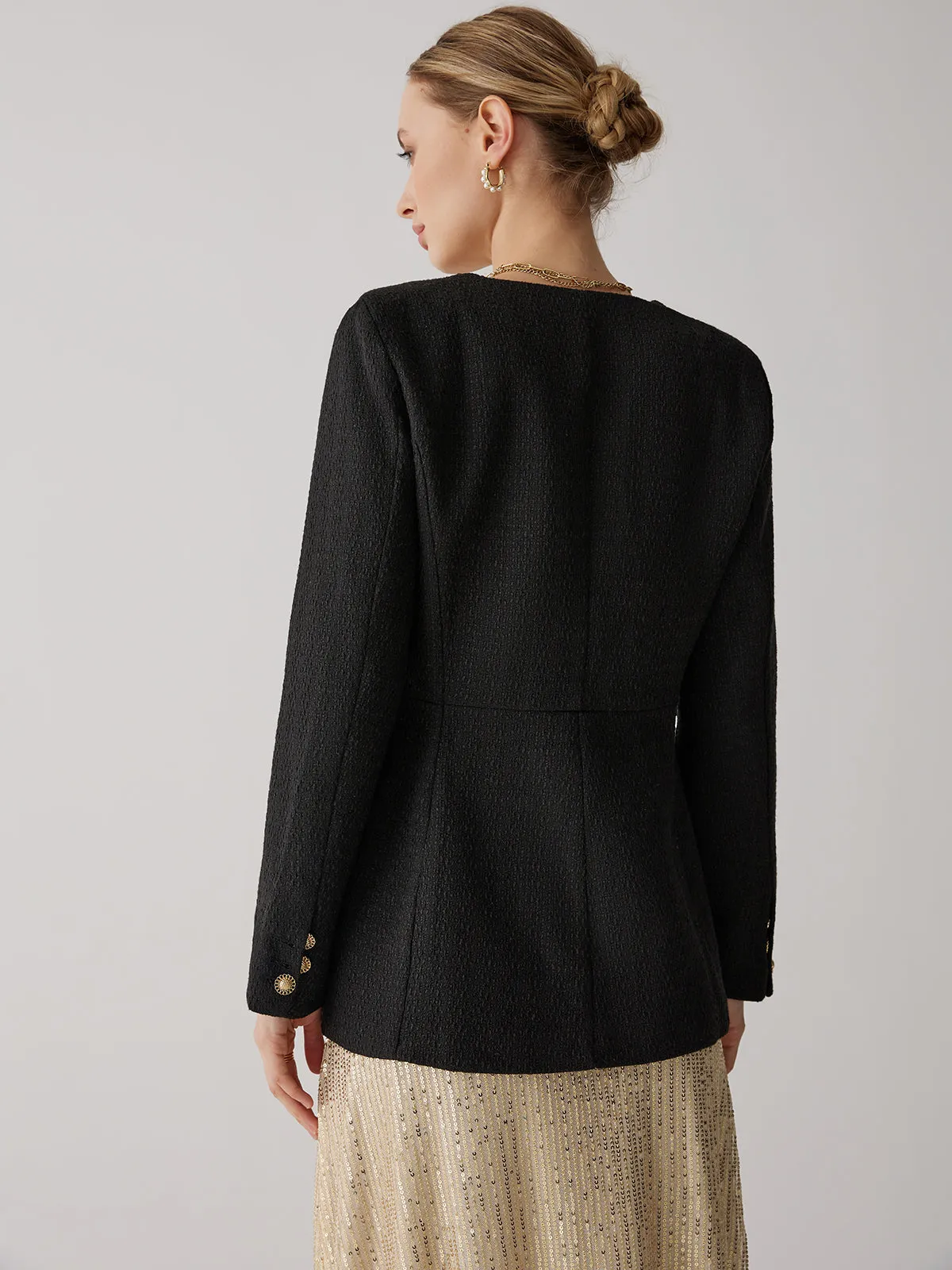 Vintage Black Graceful Tweed Blazer