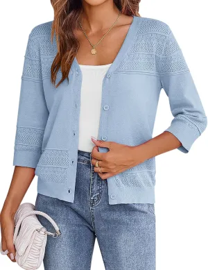 Zeagoo 3/4 Sleeve Cropped Cardigan Crochet Shrug