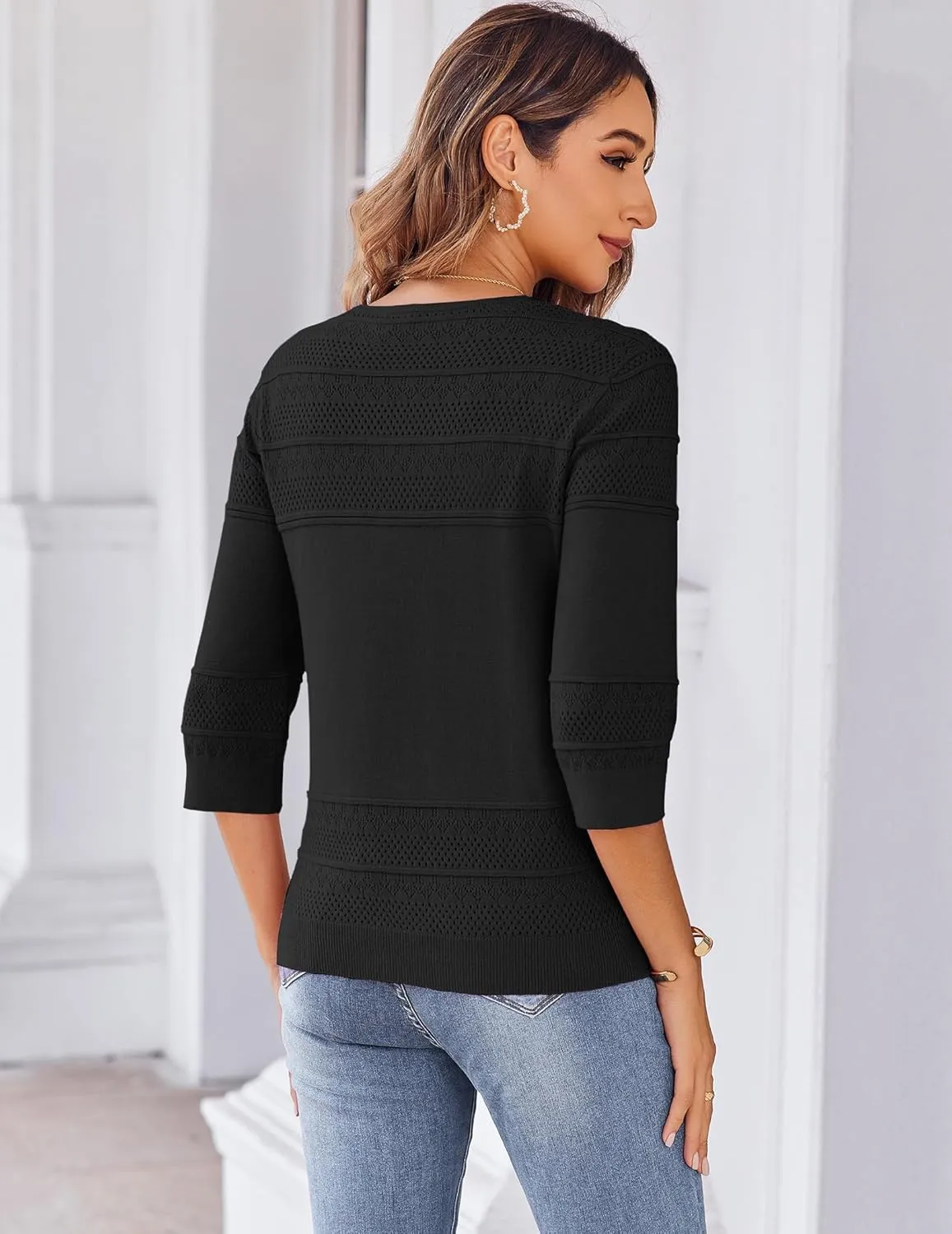 Zeagoo 3/4 Sleeve Cropped Cardigan Crochet Shrug